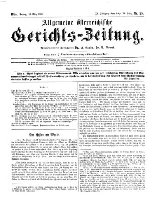 Allgemeine österreichische Gerichts-Zeitung Freitag 26. März 1869