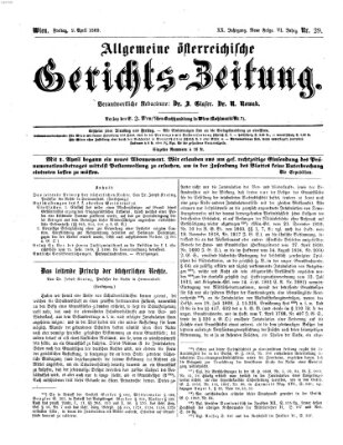 Allgemeine österreichische Gerichts-Zeitung Freitag 9. April 1869