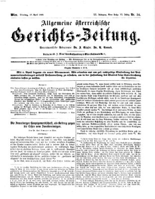 Allgemeine österreichische Gerichts-Zeitung Dienstag 27. April 1869