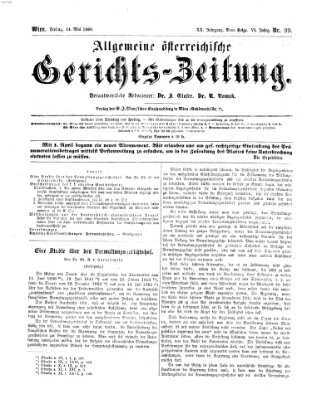 Allgemeine österreichische Gerichts-Zeitung Freitag 14. Mai 1869