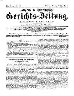 Allgemeine österreichische Gerichts-Zeitung Dienstag 1. Juni 1869