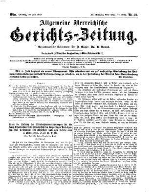 Allgemeine österreichische Gerichts-Zeitung Dienstag 29. Juni 1869