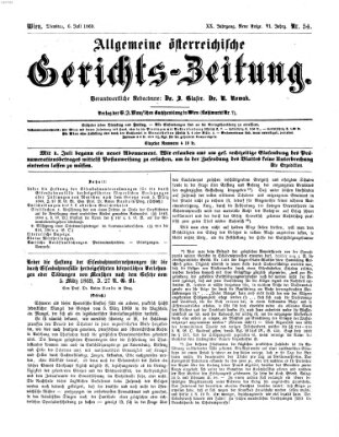 Allgemeine österreichische Gerichts-Zeitung Dienstag 6. Juli 1869