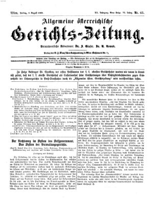 Allgemeine österreichische Gerichts-Zeitung Freitag 6. August 1869