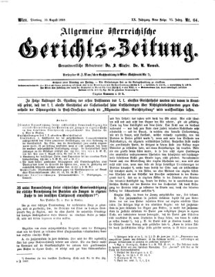 Allgemeine österreichische Gerichts-Zeitung Dienstag 10. August 1869