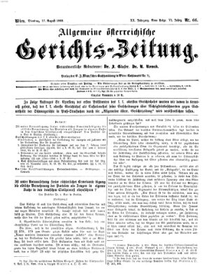 Allgemeine österreichische Gerichts-Zeitung Dienstag 17. August 1869