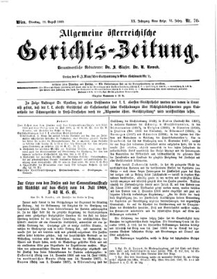 Allgemeine österreichische Gerichts-Zeitung Dienstag 31. August 1869