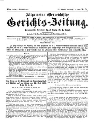 Allgemeine österreichische Gerichts-Zeitung Freitag 3. September 1869