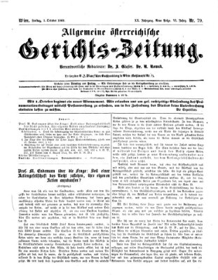 Allgemeine österreichische Gerichts-Zeitung Freitag 1. Oktober 1869