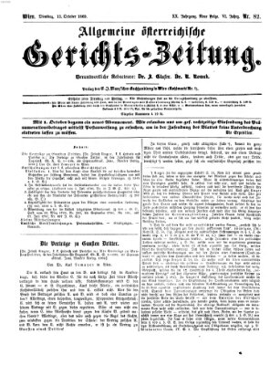 Allgemeine österreichische Gerichts-Zeitung Dienstag 12. Oktober 1869