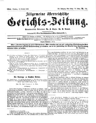 Allgemeine österreichische Gerichts-Zeitung Dienstag 19. Oktober 1869