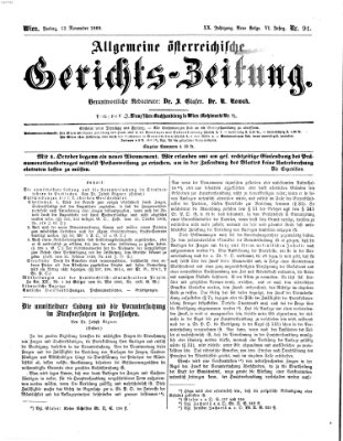 Allgemeine österreichische Gerichts-Zeitung Freitag 12. November 1869