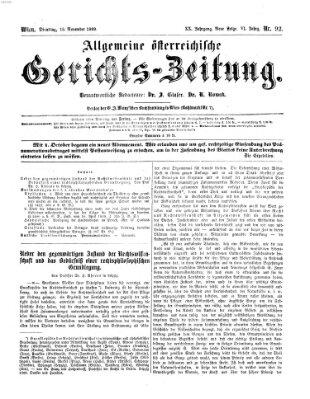 Allgemeine österreichische Gerichts-Zeitung Dienstag 16. November 1869