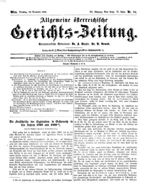 Allgemeine österreichische Gerichts-Zeitung Dienstag 23. November 1869