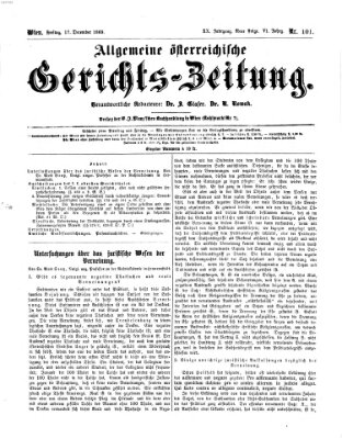 Allgemeine österreichische Gerichts-Zeitung Freitag 17. Dezember 1869