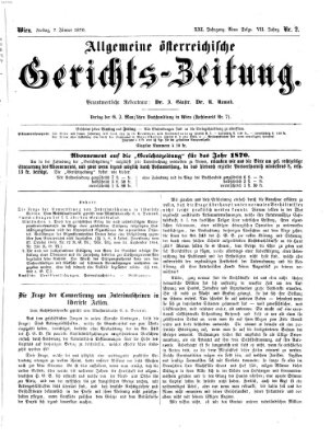 Allgemeine österreichische Gerichts-Zeitung Freitag 7. Januar 1870