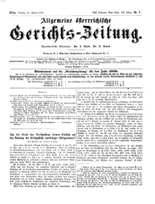 Allgemeine österreichische Gerichts-Zeitung Dienstag 25. Januar 1870