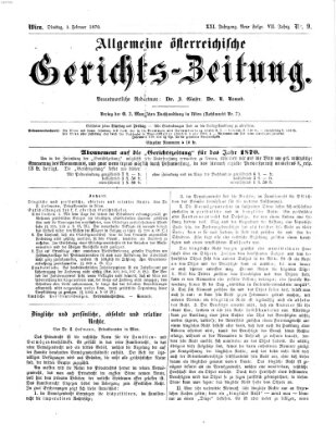 Allgemeine österreichische Gerichts-Zeitung Dienstag 1. Februar 1870