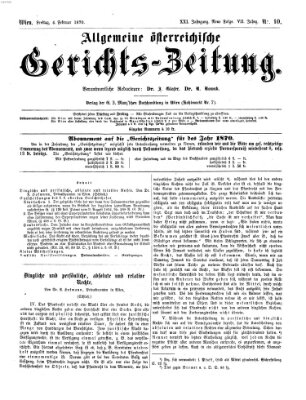 Allgemeine österreichische Gerichts-Zeitung Freitag 4. Februar 1870