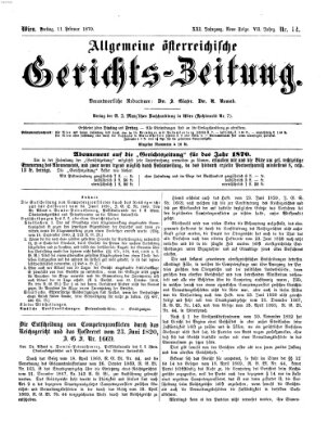 Allgemeine österreichische Gerichts-Zeitung Freitag 11. Februar 1870