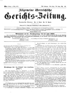 Allgemeine österreichische Gerichts-Zeitung Freitag 4. März 1870