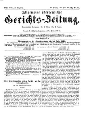 Allgemeine österreichische Gerichts-Zeitung Dienstag 15. März 1870