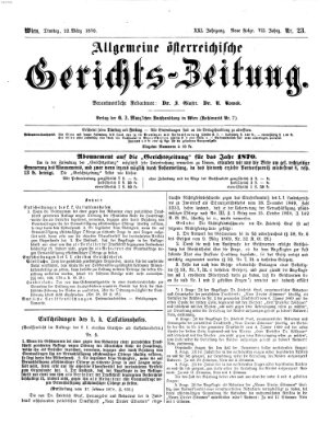 Allgemeine österreichische Gerichts-Zeitung Dienstag 22. März 1870