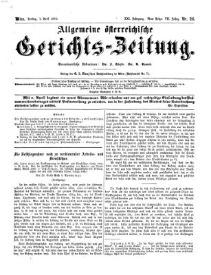 Allgemeine österreichische Gerichts-Zeitung Freitag 1. April 1870