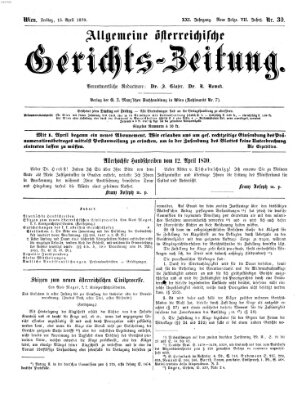 Allgemeine österreichische Gerichts-Zeitung Freitag 15. April 1870