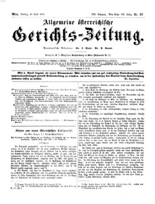 Allgemeine österreichische Gerichts-Zeitung Dienstag 26. April 1870