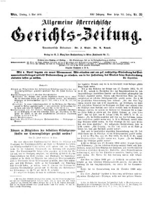 Allgemeine österreichische Gerichts-Zeitung Dienstag 3. Mai 1870