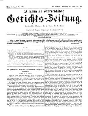 Allgemeine österreichische Gerichts-Zeitung Freitag 6. Mai 1870