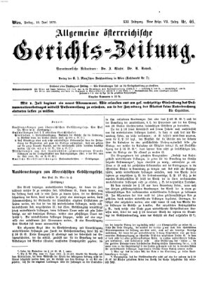 Allgemeine österreichische Gerichts-Zeitung Freitag 10. Juni 1870