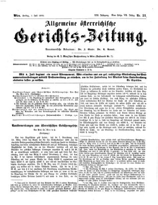 Allgemeine österreichische Gerichts-Zeitung Freitag 1. Juli 1870