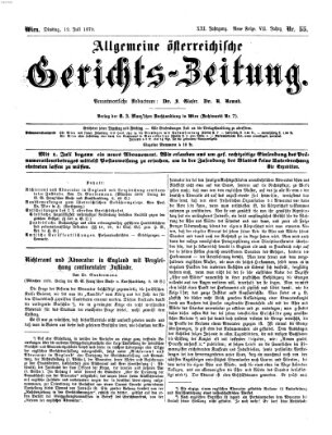 Allgemeine österreichische Gerichts-Zeitung Dienstag 12. Juli 1870