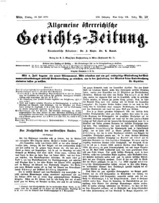 Allgemeine österreichische Gerichts-Zeitung Dienstag 26. Juli 1870