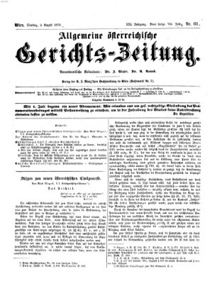 Allgemeine österreichische Gerichts-Zeitung Dienstag 2. August 1870