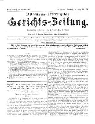 Allgemeine österreichische Gerichts-Zeitung Dienstag 13. September 1870