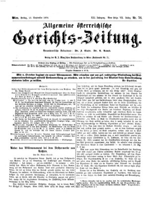 Allgemeine österreichische Gerichts-Zeitung Freitag 23. September 1870