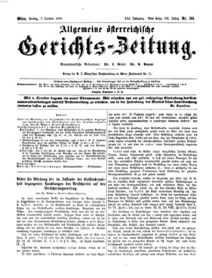 Allgemeine österreichische Gerichts-Zeitung Freitag 7. Oktober 1870