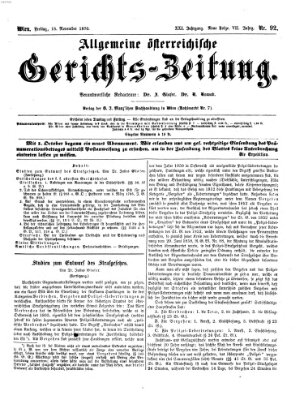 Allgemeine österreichische Gerichts-Zeitung Freitag 18. November 1870