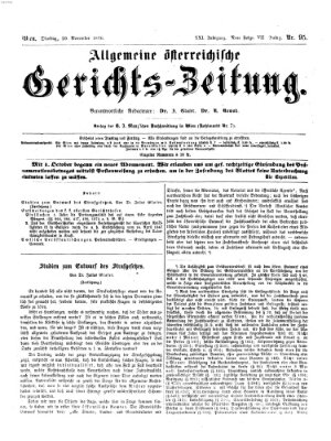 Allgemeine österreichische Gerichts-Zeitung Dienstag 29. November 1870