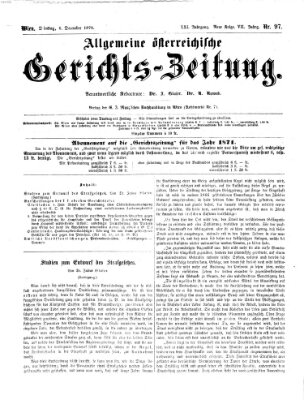 Allgemeine österreichische Gerichts-Zeitung Dienstag 6. Dezember 1870