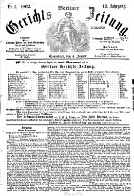 Berliner Gerichts-Zeitung Samstag 4. Januar 1862