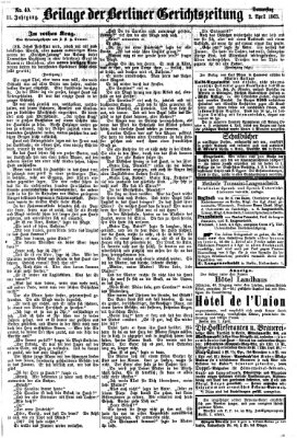 Berliner Gerichts-Zeitung Donnerstag 2. April 1863