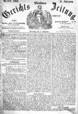 Berliner Gerichts-Zeitung Donnerstag 17. September 1863