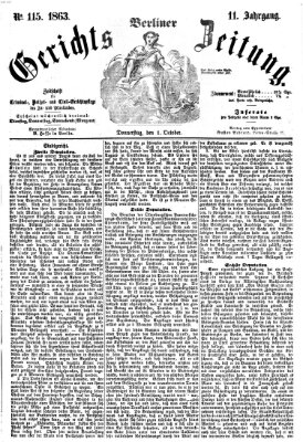 Berliner Gerichts-Zeitung Donnerstag 1. Oktober 1863