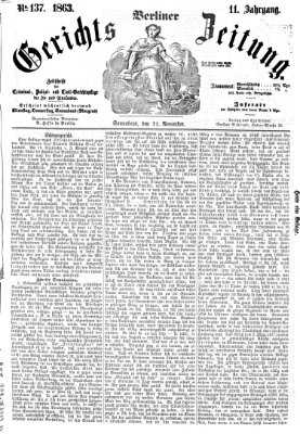 Berliner Gerichts-Zeitung Samstag 21. November 1863