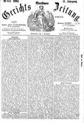 Berliner Gerichts-Zeitung Samstag 5. Dezember 1863