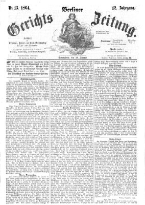 Berliner Gerichts-Zeitung Samstag 30. Januar 1864